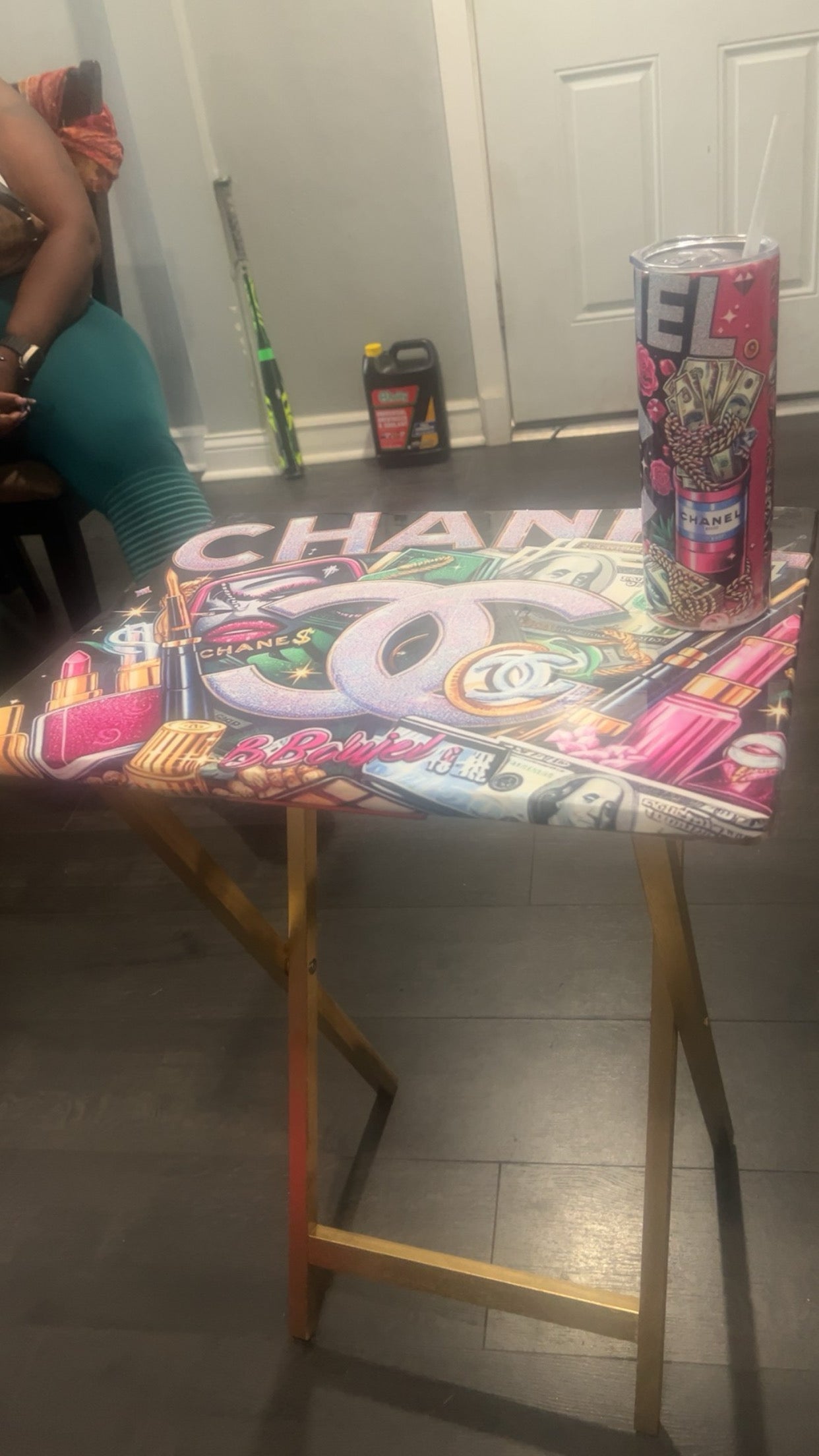 Custom tv tray w/matching tumbler