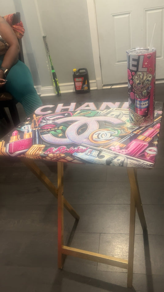Custom tv tray w/matching tumbler